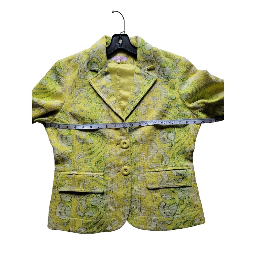 Lili Petrus Express Italy Yellow Lime Green Metallic Sparkle Blazer Jacket 10 - Picture 4 of 9